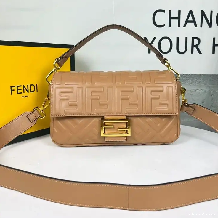 Medium FF Fendi Bag In Nappa Leather Motif Baguette Brown 0630